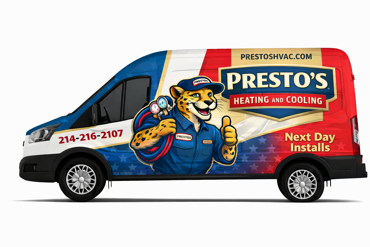 Presto's Heating and Cooling service van